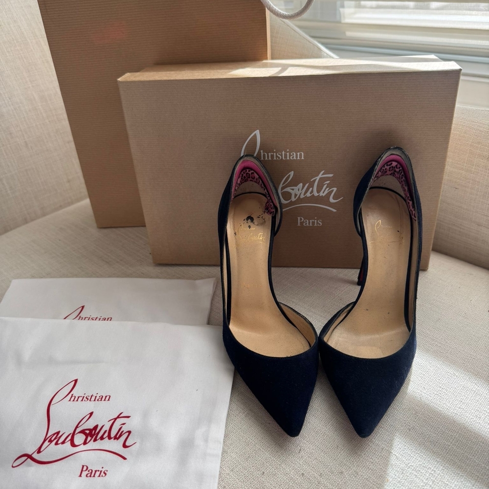 Christian Louboutin Navy Blue Pointed Pumps